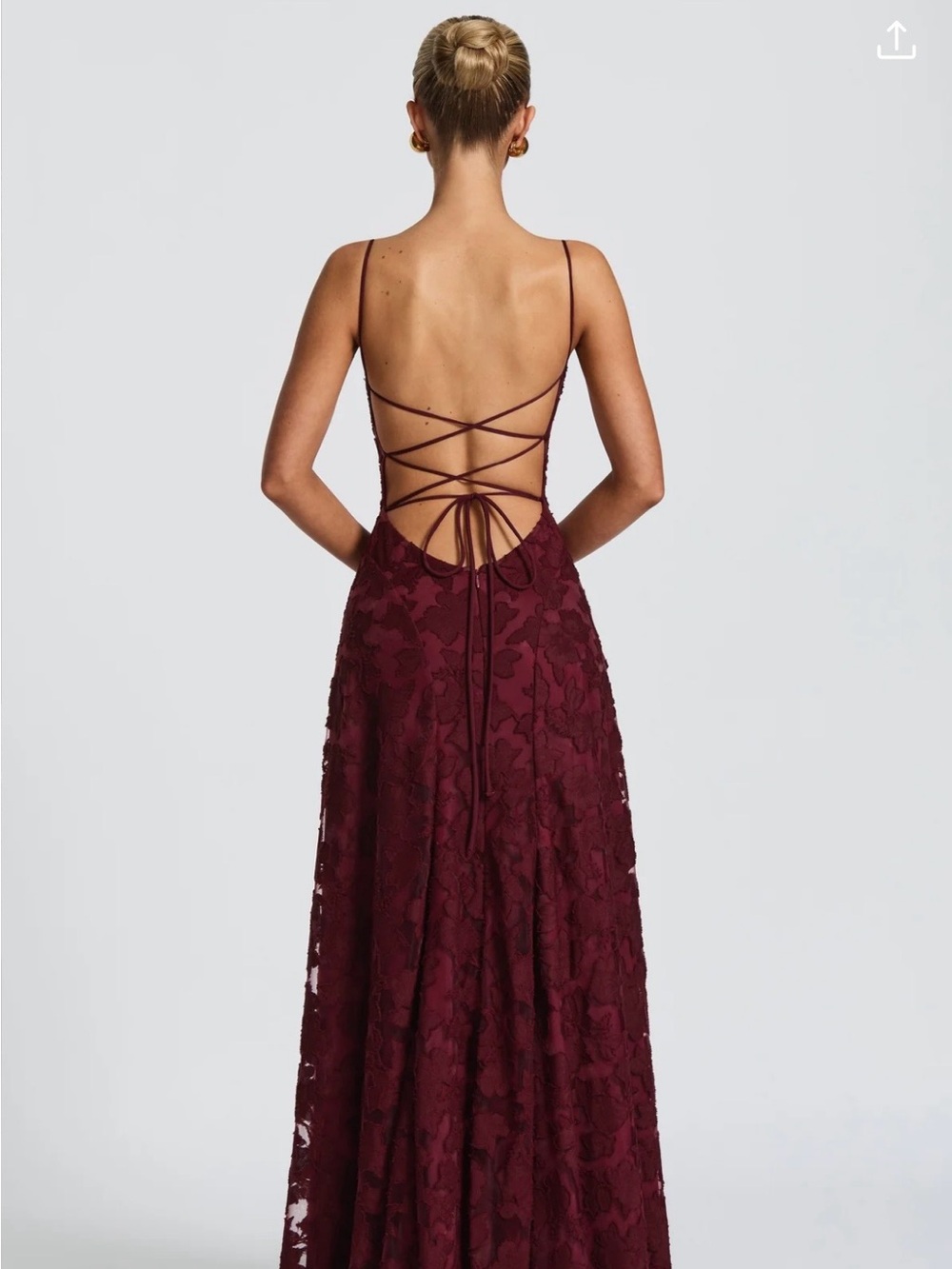 Babyboo Burgundy Lace Maxi Dress - Picture 2 of 3